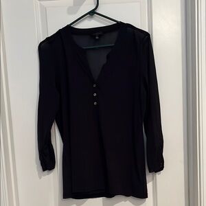 The Limited Navy Buttoned Fitted Blouse
